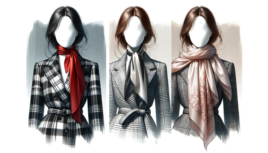 apaszka do płaszcza w kratę