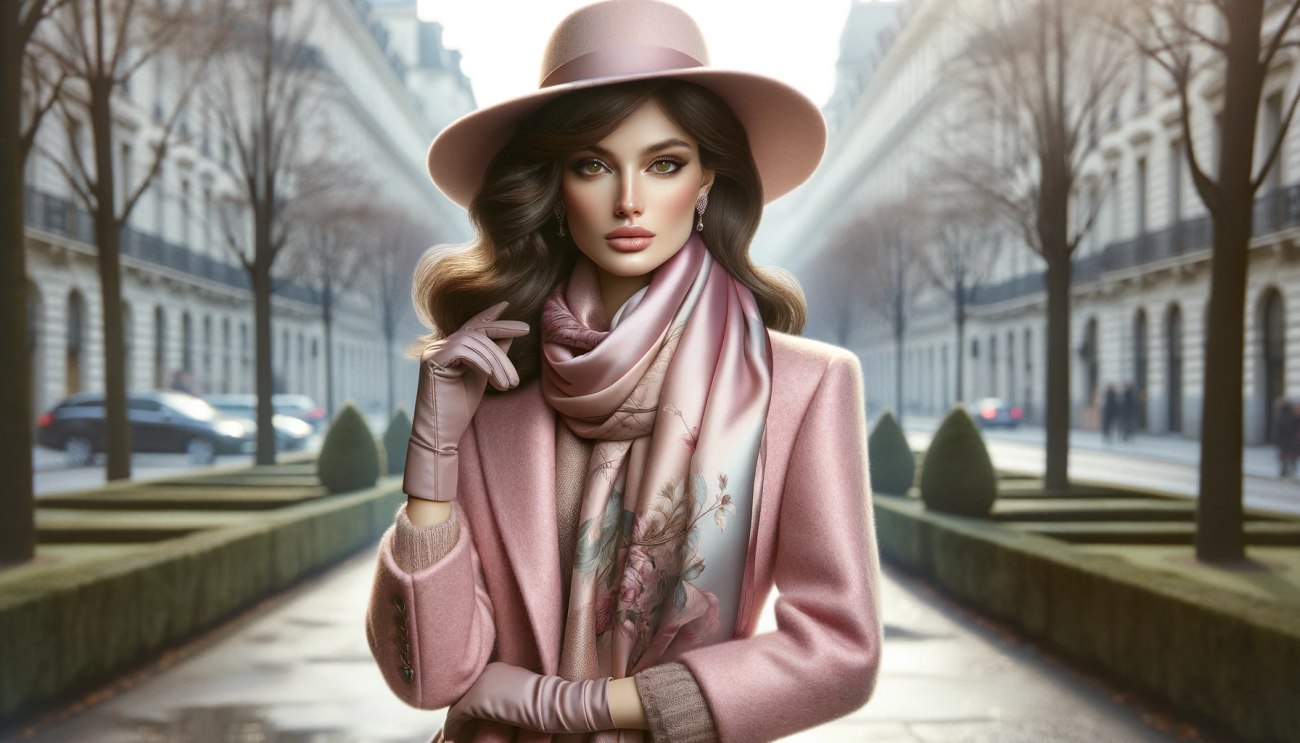 apaszka z różowym płaszczem