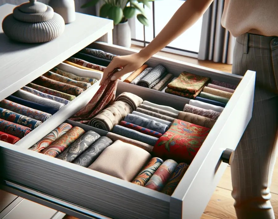 szuflada z apaszkami